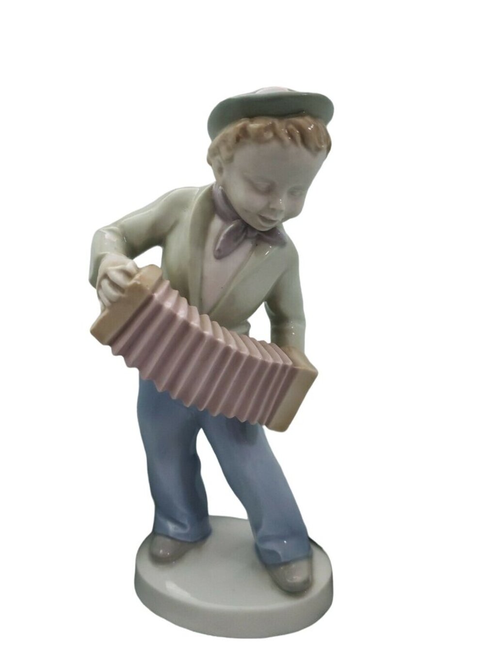 Vintage 1935-1972 German Porcelain "Boy With Accordion" 7" Tall Squeezebox